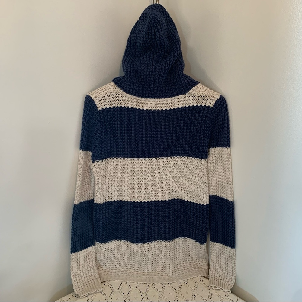Roxy Striped Hooded Zip Up Cardigan Sweater (flawed)